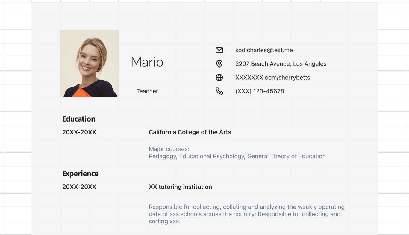 Teacher's resume